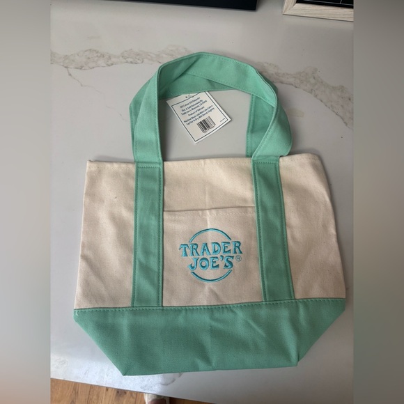 Set of Pastel Trader Joe’s limited edition mini tote bags in blue and green - Picture 3 of 3